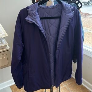 Purple reversible jacket with pockets on both sides